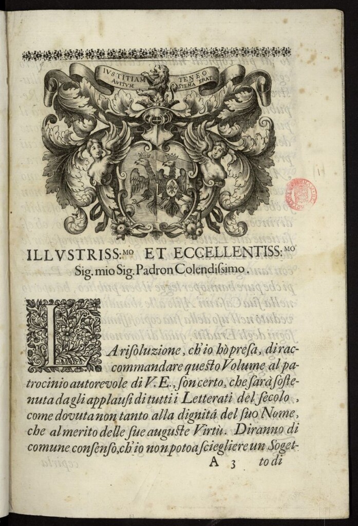 Miniatura de La Galleria di Minerva o Vero Notizie Universali de 1696-97 tomo I, nº 1