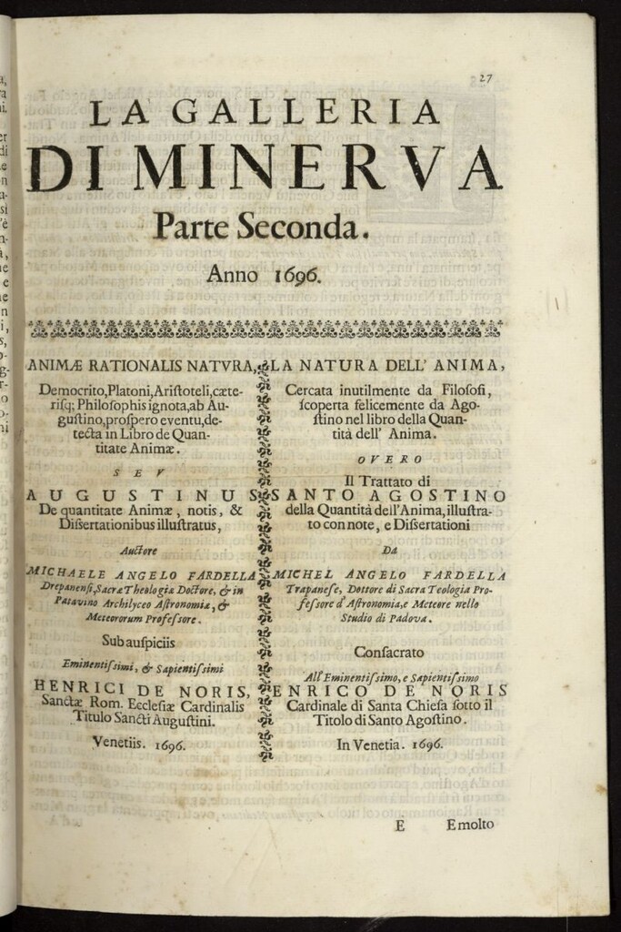 Miniatura de La Galleria di Minerva o Vero Notizie Universali de 1696-97 tomo I, nº 2