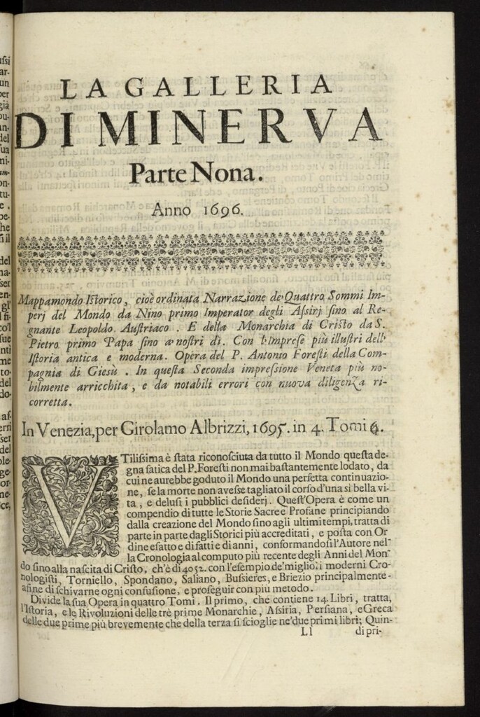 Miniatura de La Galleria di Minerva o Vero Notizie Universali de 1696-97 tomo I, nº 9