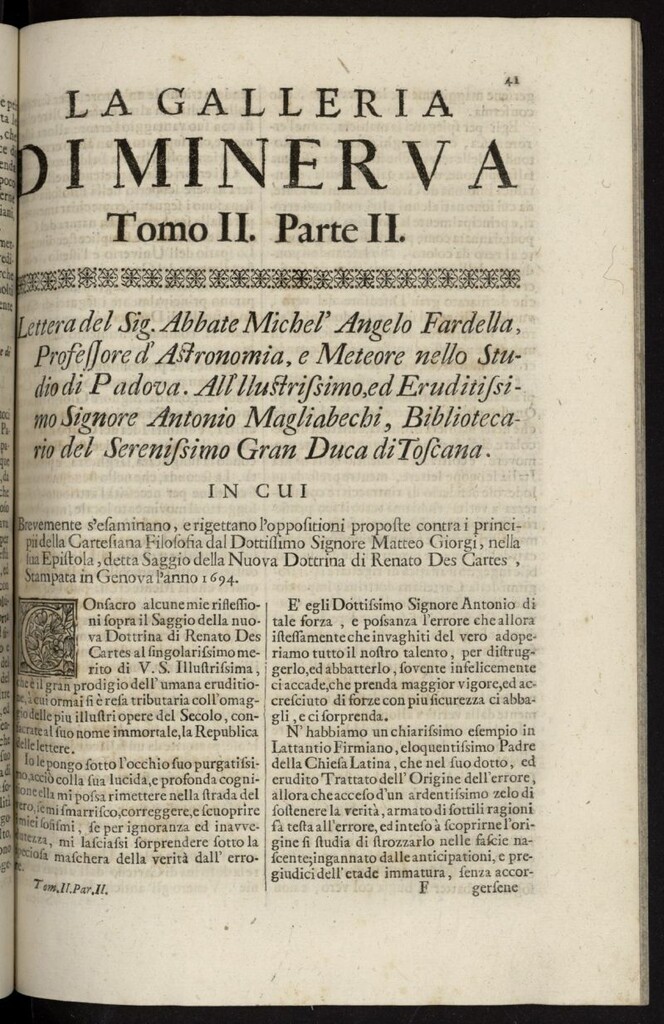 Miniatura de La Galleria di Minerva o Vero Notizie Universali de 1697-98 tomo II, nº 2