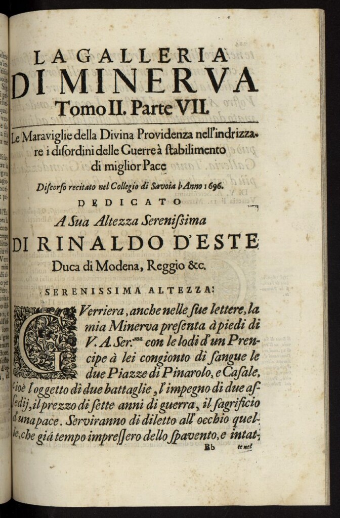 Miniatura de La Galleria di Minerva o Vero Notizie Universali de 1697-98 tomo II, nº 7