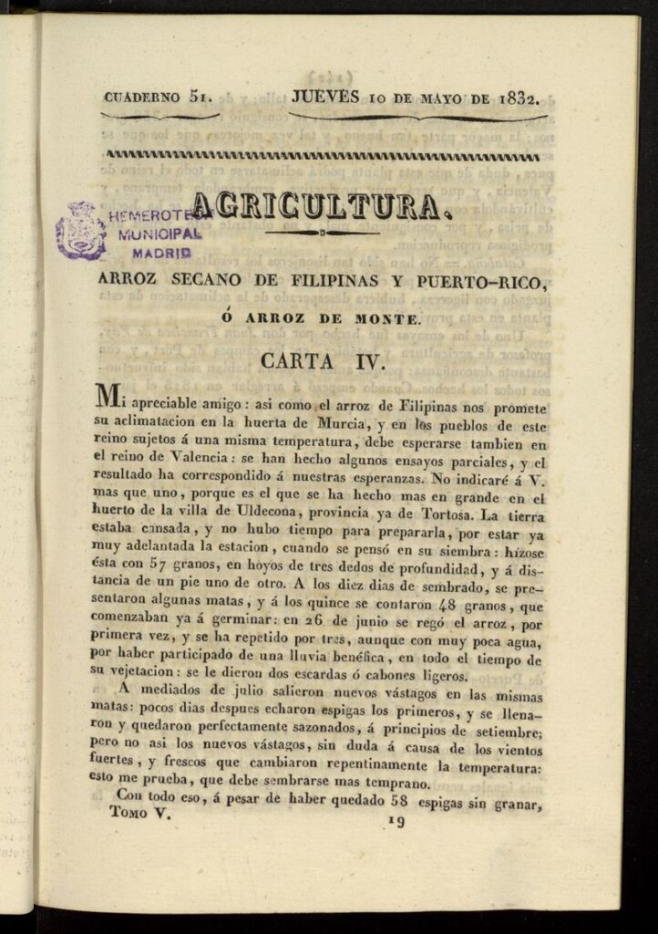 Miniatura de Cartas Españolas del 10 de mayo de 1832, cuaderno 51