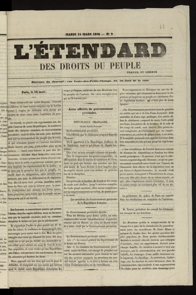 Miniatura de L´Étendard des Droits du Peuple del 14 de marzo de 1848, nº 1
