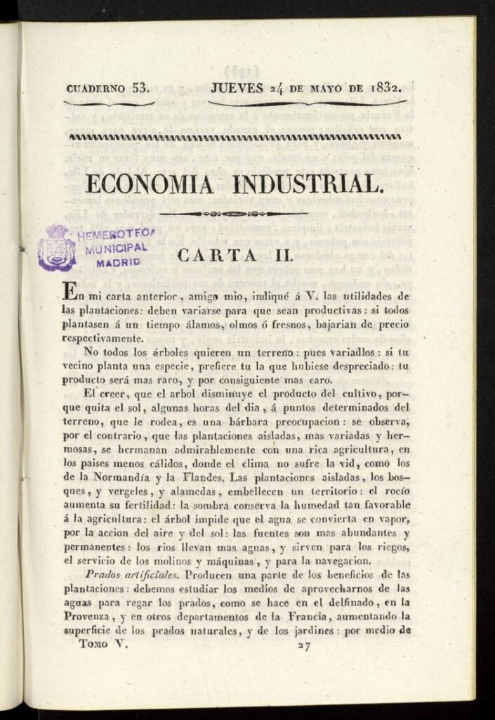 Miniatura de Cartas Españolas del 24 de mayo ade 1832, cuaderno 53