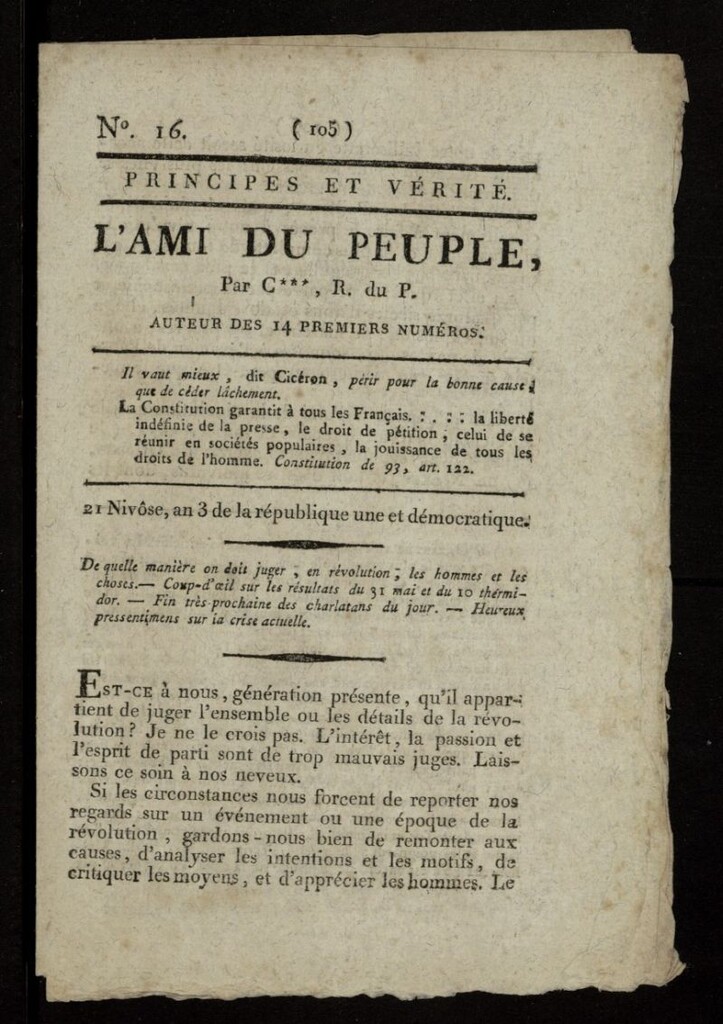 Miniatura de L´ Ami du Peuple del 10 de enero de 1795, nº 16
