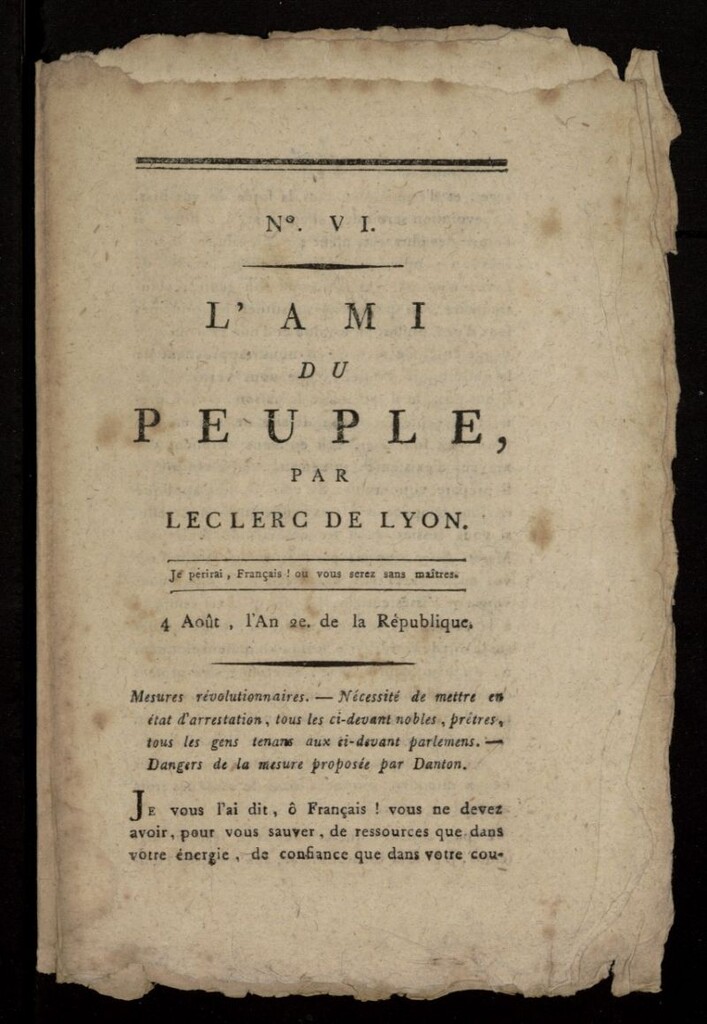 Miniatura de L´Ami du Peuple del 4 de agosto de 1794, nº 6