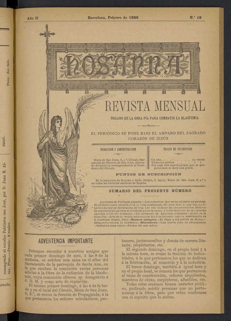 Miniatura de Hosanna de febrero de 1888, nº 18