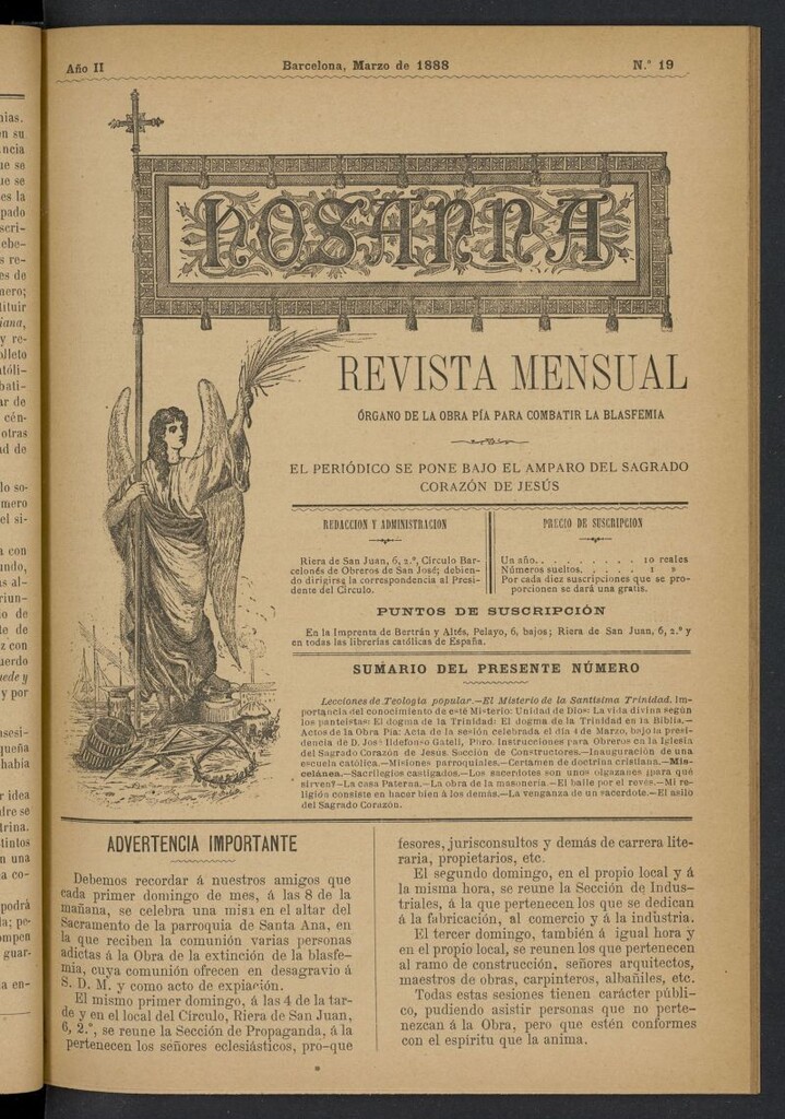 Miniatura de Hosanna de marzo de 1888, nº 19