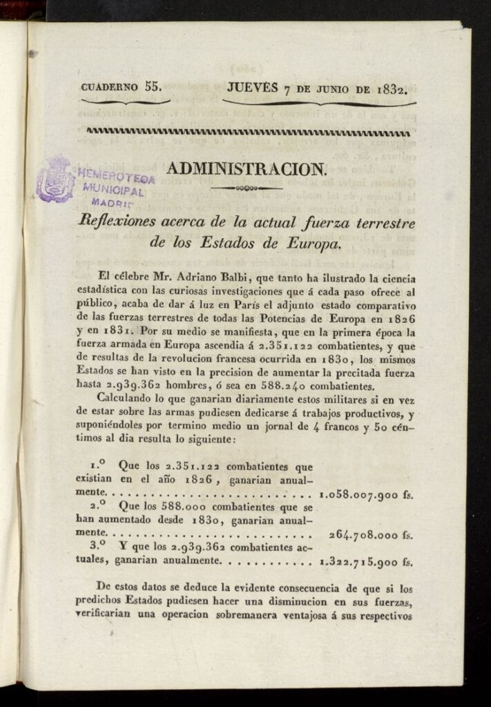Miniatura de Cartas Españolas del 7 de junio de 1832, cuaderno 55