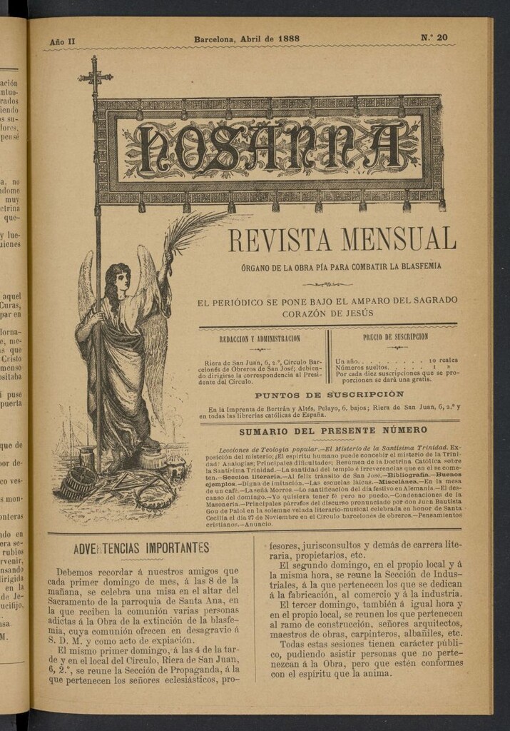 Miniatura de Hosanna de abril de 1888, nº 20