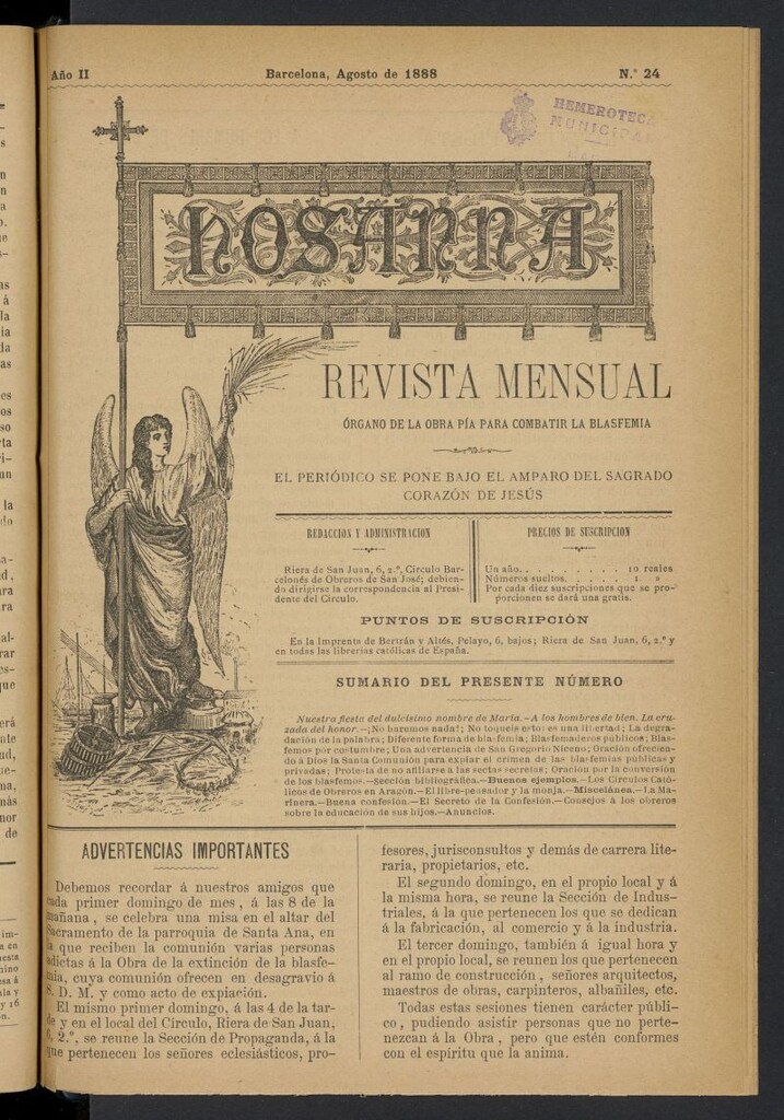 Miniatura de Hosanna de agosto de 1888, nº 24