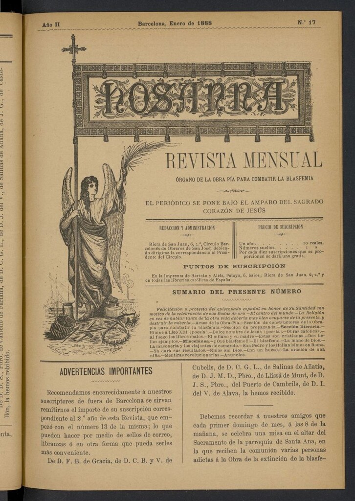 Miniatura de Hosanna de enero de 1888, n º 17