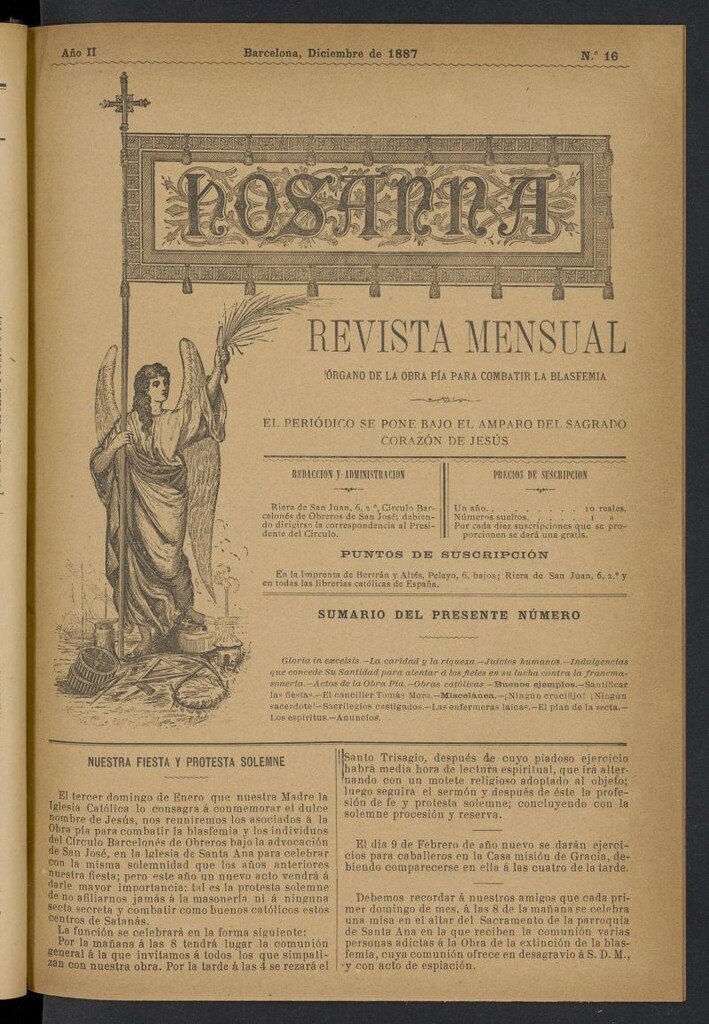 Miniatura de Hosanna de diciembre de 1887, nº 16