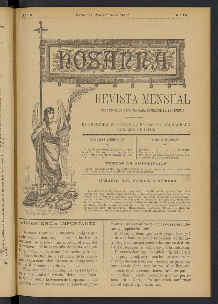 Miniatura de Hosanna de noviembre de 1887, nº 15