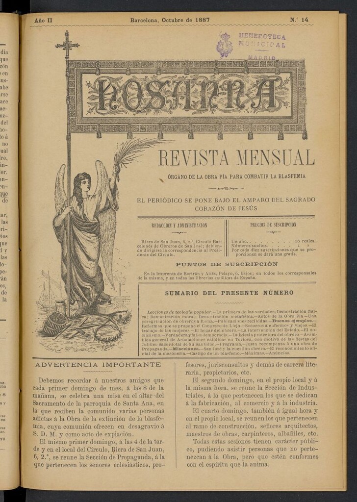 Miniatura de Hosanna de octubre de 1887, nº 14