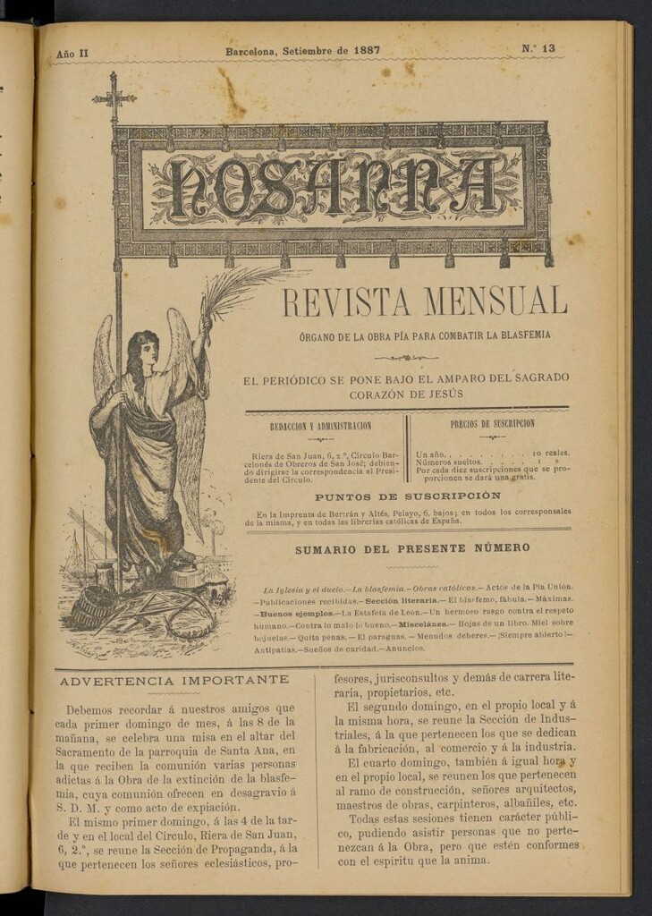 Miniatura de Hosanna de septiembre de 1887, nº 13