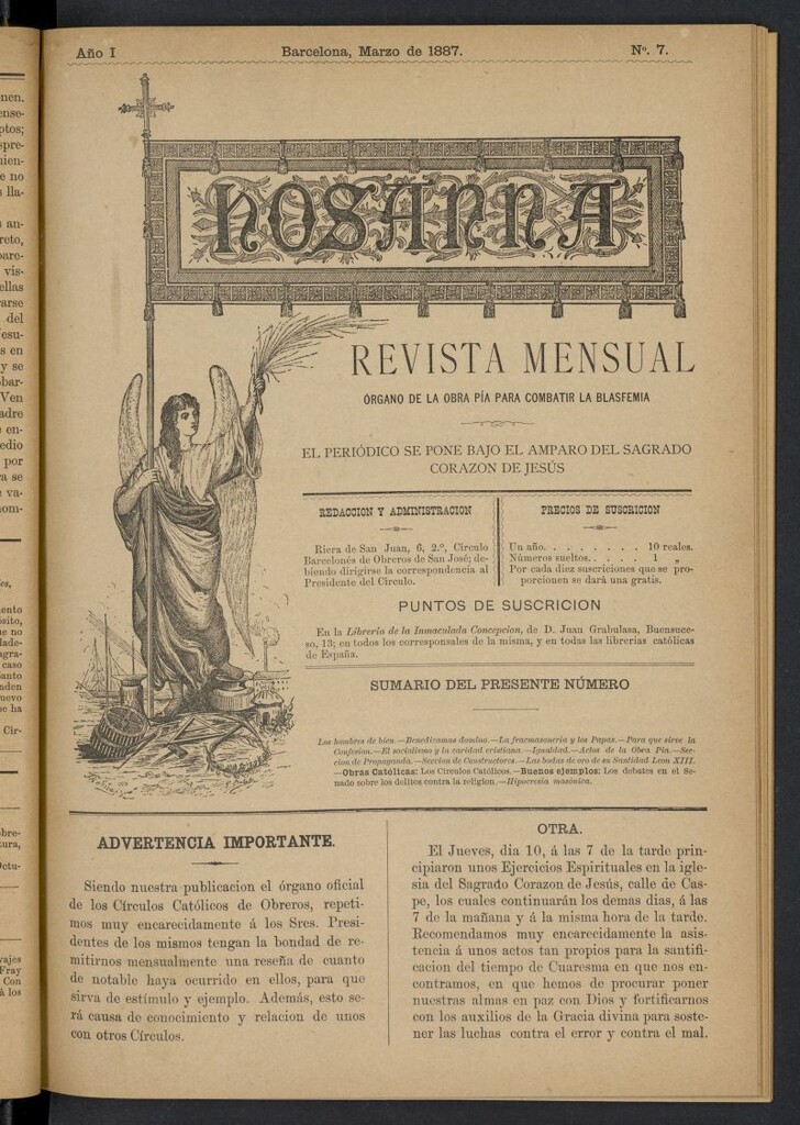 Miniatura de Hosanna de marzo de 1887, nº 7