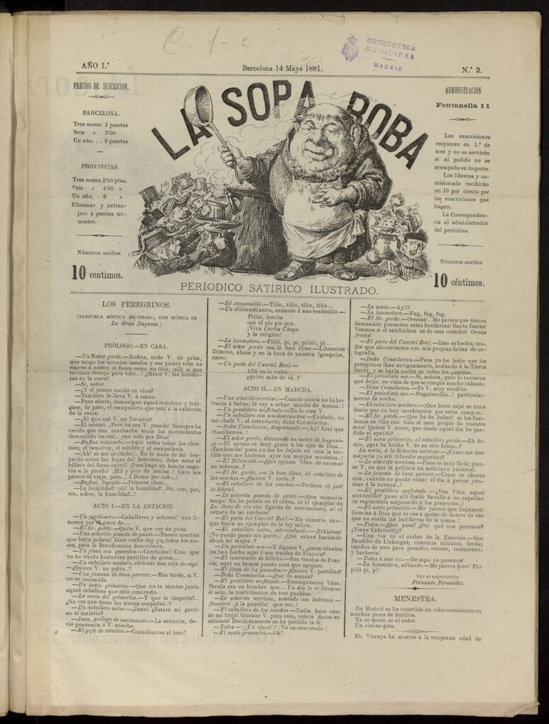 Miniatura de La Sopa Boba del 14 de mayo de 1881, nº 2
