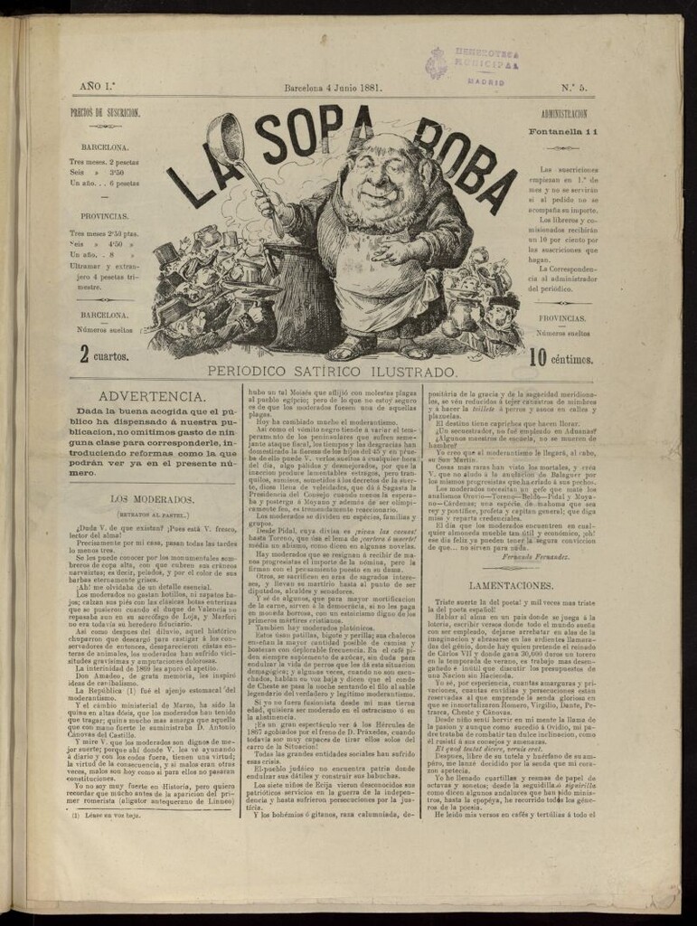 Miniatura de La Sopa Boba del 4 de junio de 1881, nº 5