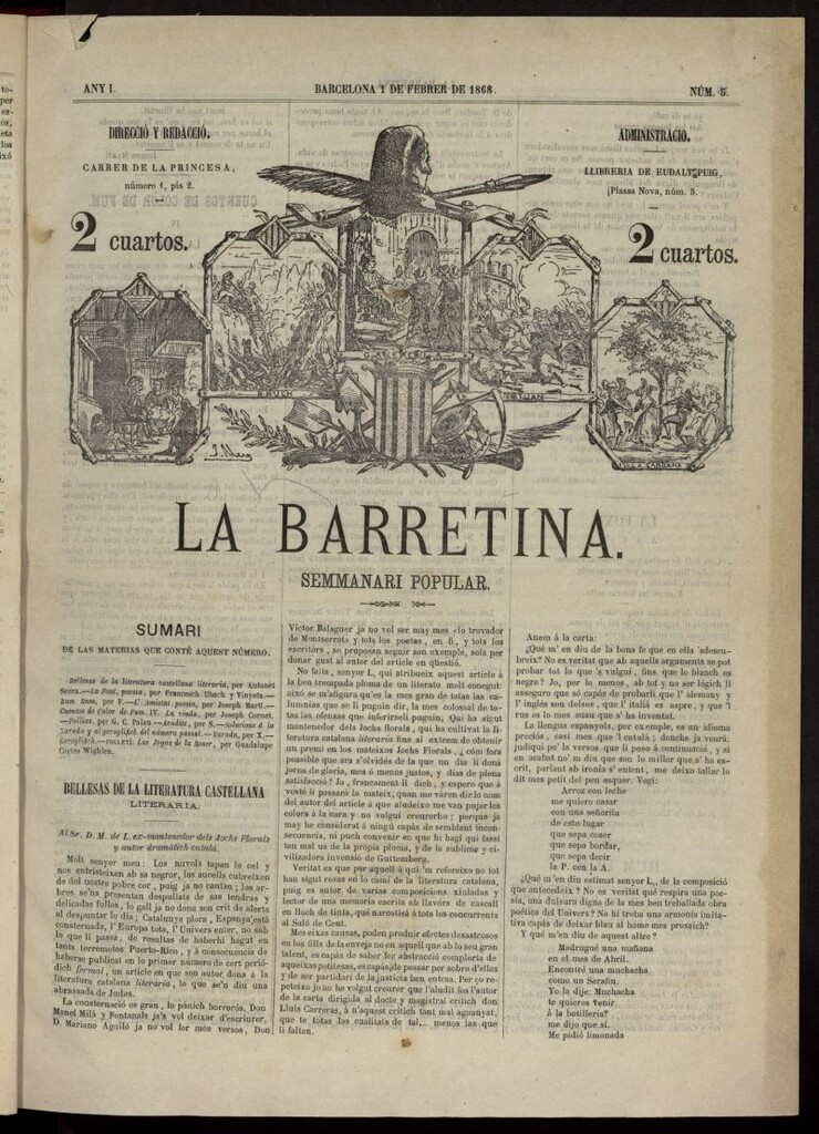Miniatura de La Barretina del 1 de febrero de 1868, nº 5