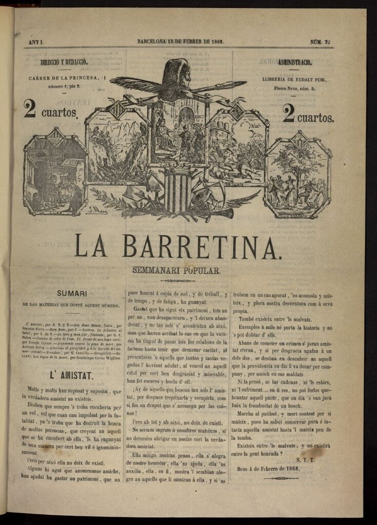 Miniatura de La Barretina del 15 de febrero de 1868, nº 7