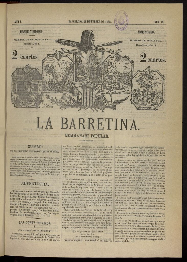 Miniatura de La Barretina del 22 de febrero de 1868, nº 8