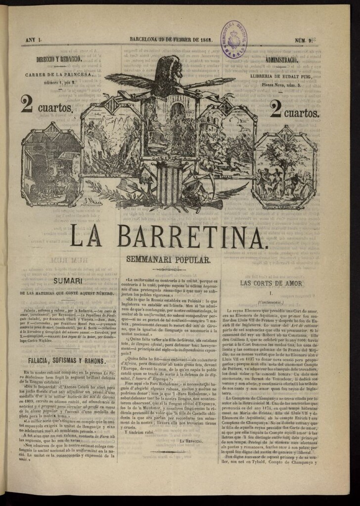 Miniatura de La Barretina del 29 de febrero de 1868, nº 9