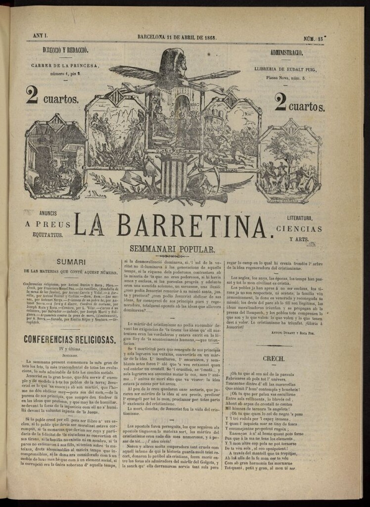 Miniatura de La Barretina del 11 de abril de 1868, nº 15