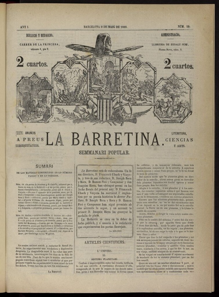 Miniatura de La Barretina del 9 de mayo de 1868, nº 19