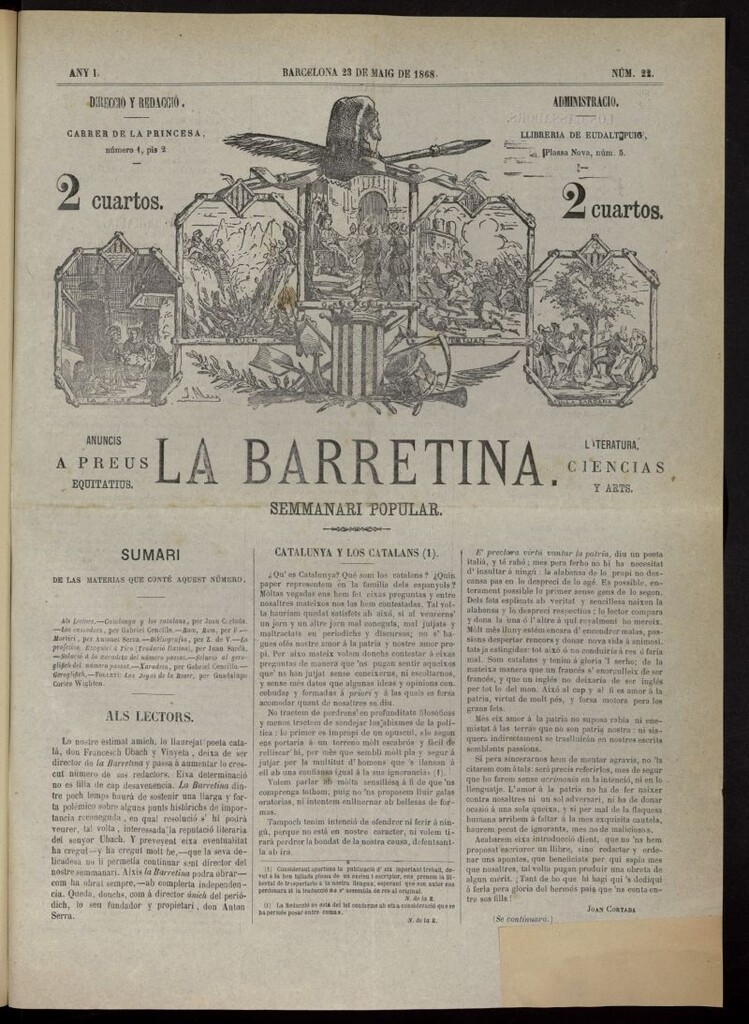 Miniatura de La Barretina del 23 de mayo de 1868, nº 22