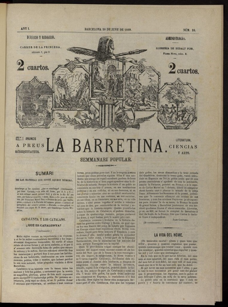 Miniatura de La Barretina del 20 de junio de 1868, nº 26