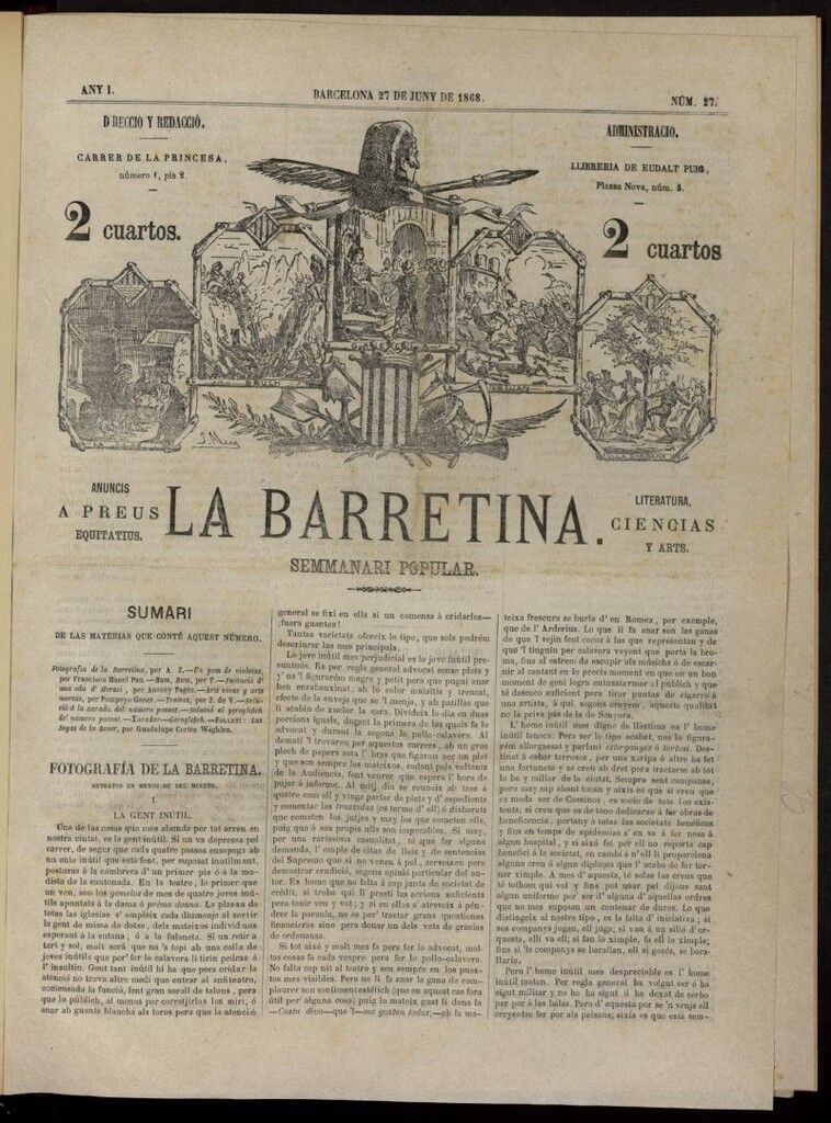 Miniatura de La Barretina del 27 de junio de 1868, nº 27