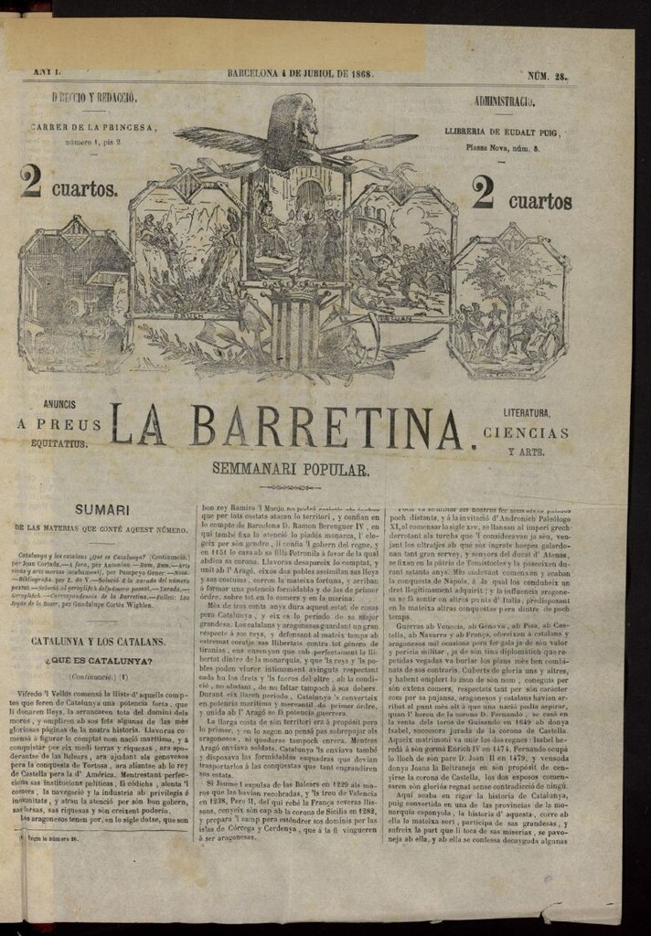 Miniatura de La Barretina del 4 de julio de 1868, nº 28