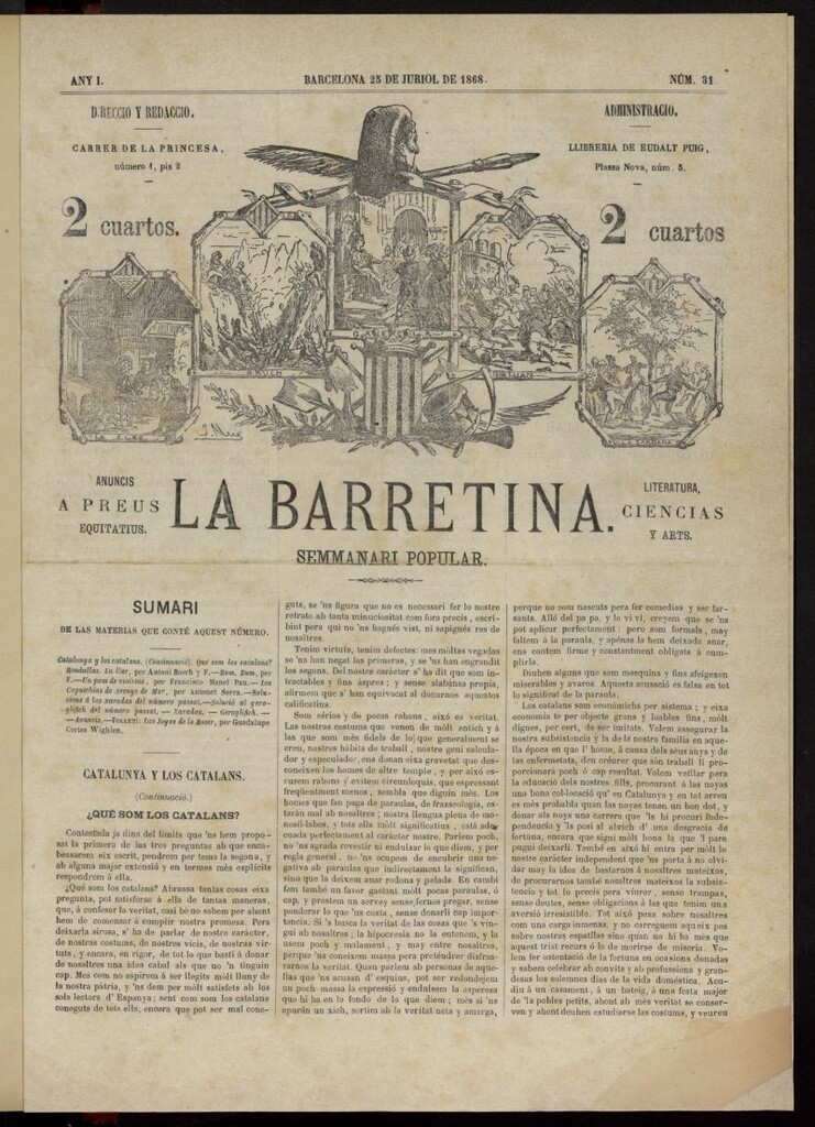 Miniatura de La Barretina del 25 de julio de 1868, nº 31