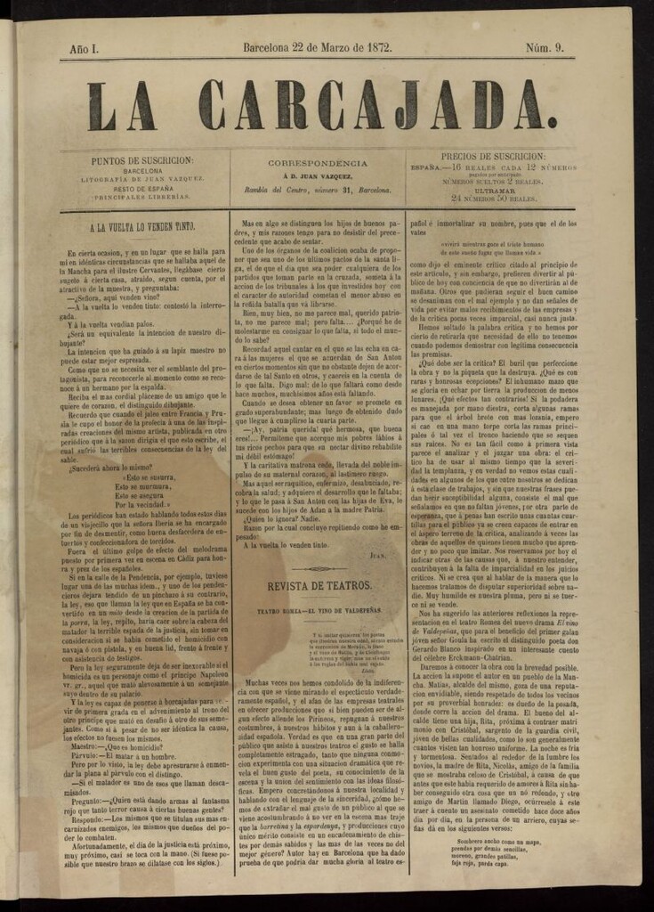 Miniatura de La Carcajada del 22 de marzo de 1872, nº 9