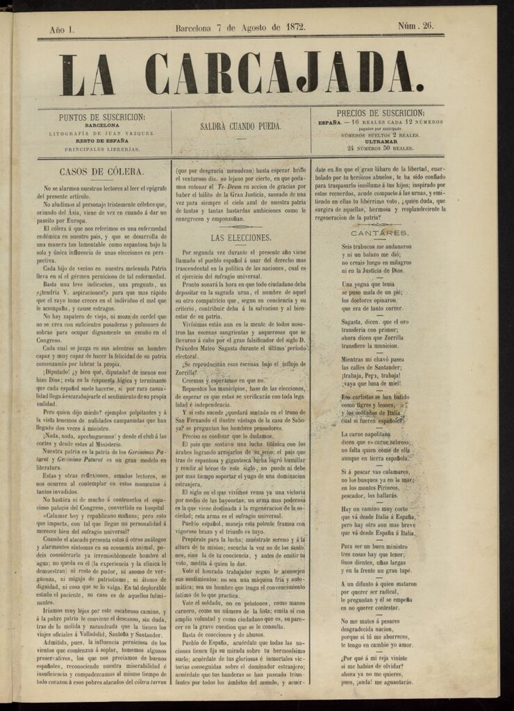 Miniatura de La Carcajada del 7 de agosto de 1872, nº 26