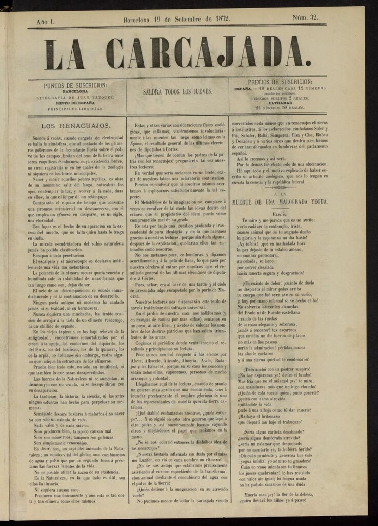 Miniatura de La Carcajada del 19 de septiembre de 1872, nº 32