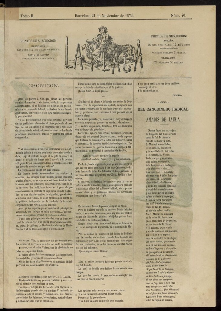 Miniatura de La Carcajada del 21 de noviembre de 1872, nº 40