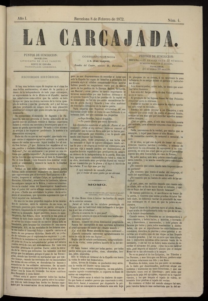 Miniatura de La Carcajada del 8 de febrero de 1872, nº 4