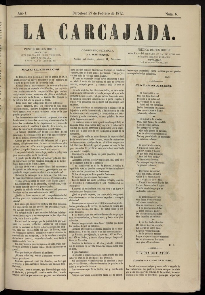 Miniatura de La Carcajada del 29 de febrero de 1872, nº 6