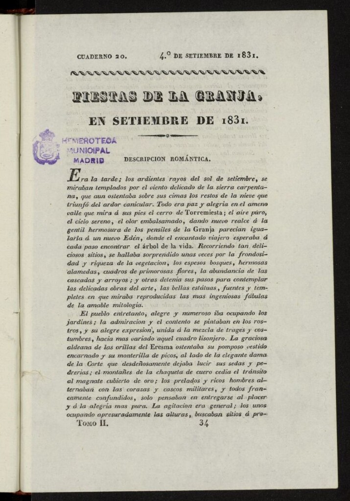 Miniatura de Cartas Españolas del 4º de septiembre de 1831, cuaderno 20