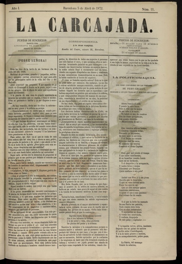 Miniatura de La Carcajada del 5 de abril de 1872, nº 11