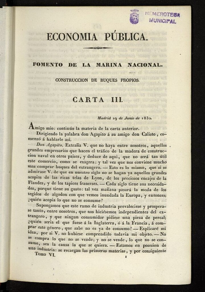 Miniatura de Cartas Españolas del 5 de julio de 1832, cuaderno 59