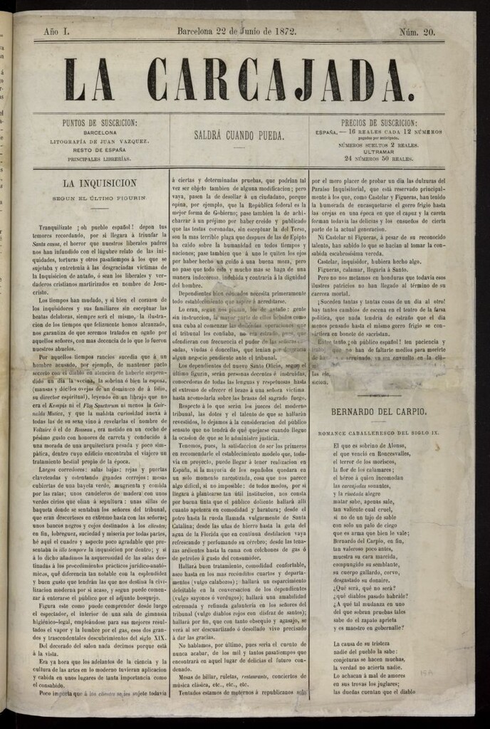 Miniatura de La Carcajada del 22 de junio de 1872, nº 20