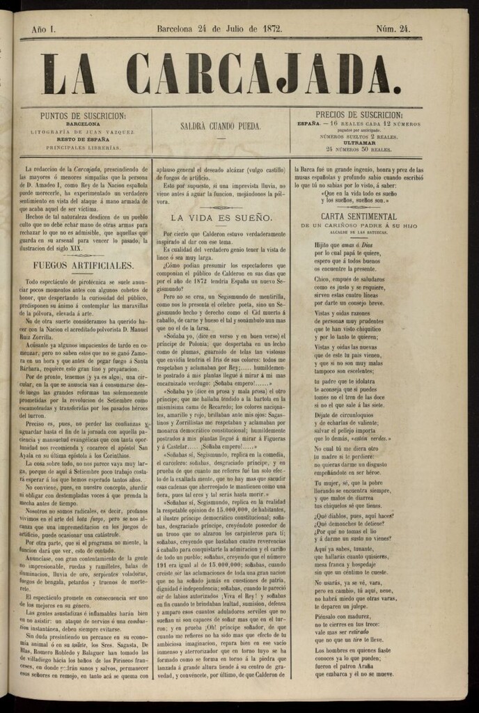 Miniatura de La Carcajada del 24 de julio de 1872, nº 24