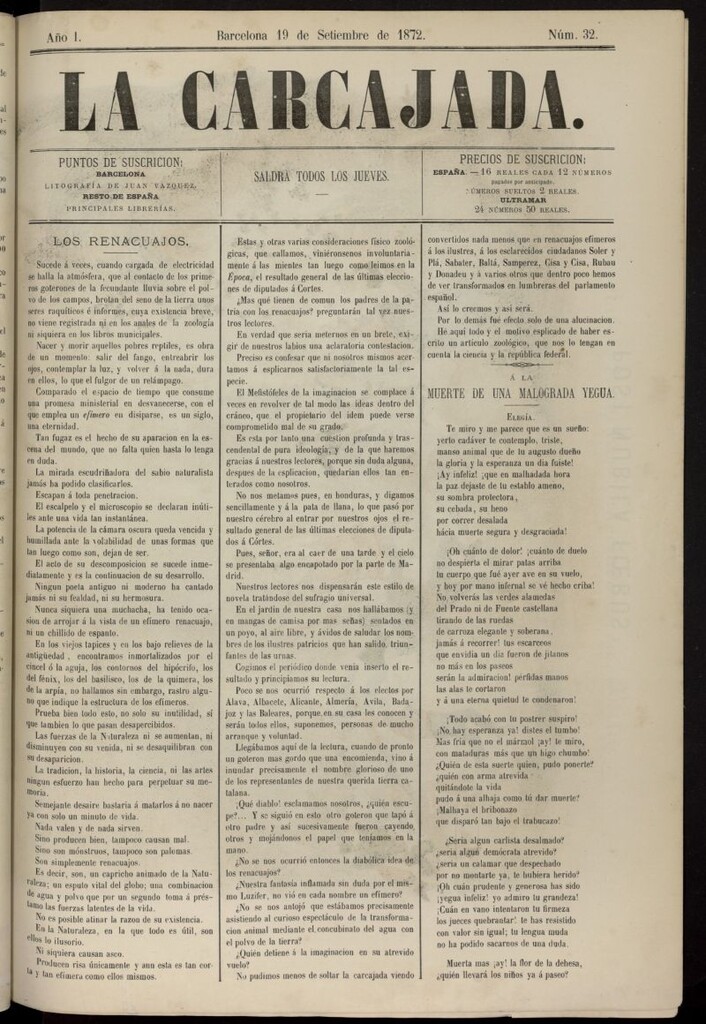Miniatura de La Carcajada del 19 de septiembre de 1872, nº 32