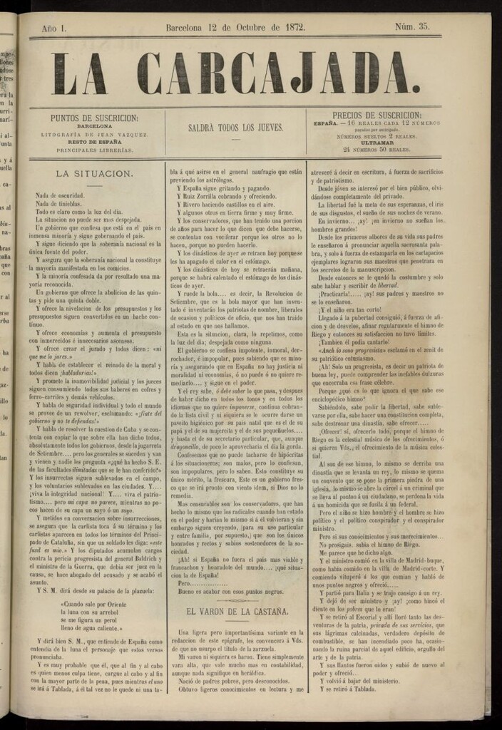 Miniatura de La Carcajada del 12 de octubre de 1872, nº 35