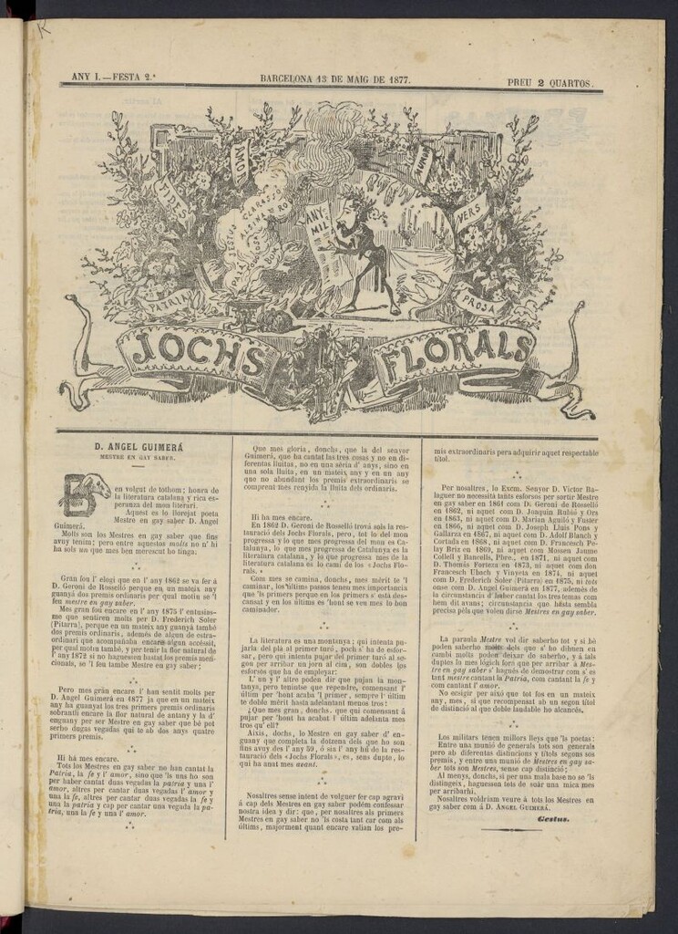 Miniatura de Jochs Florals del 13 de mayo de 1877, nº 2