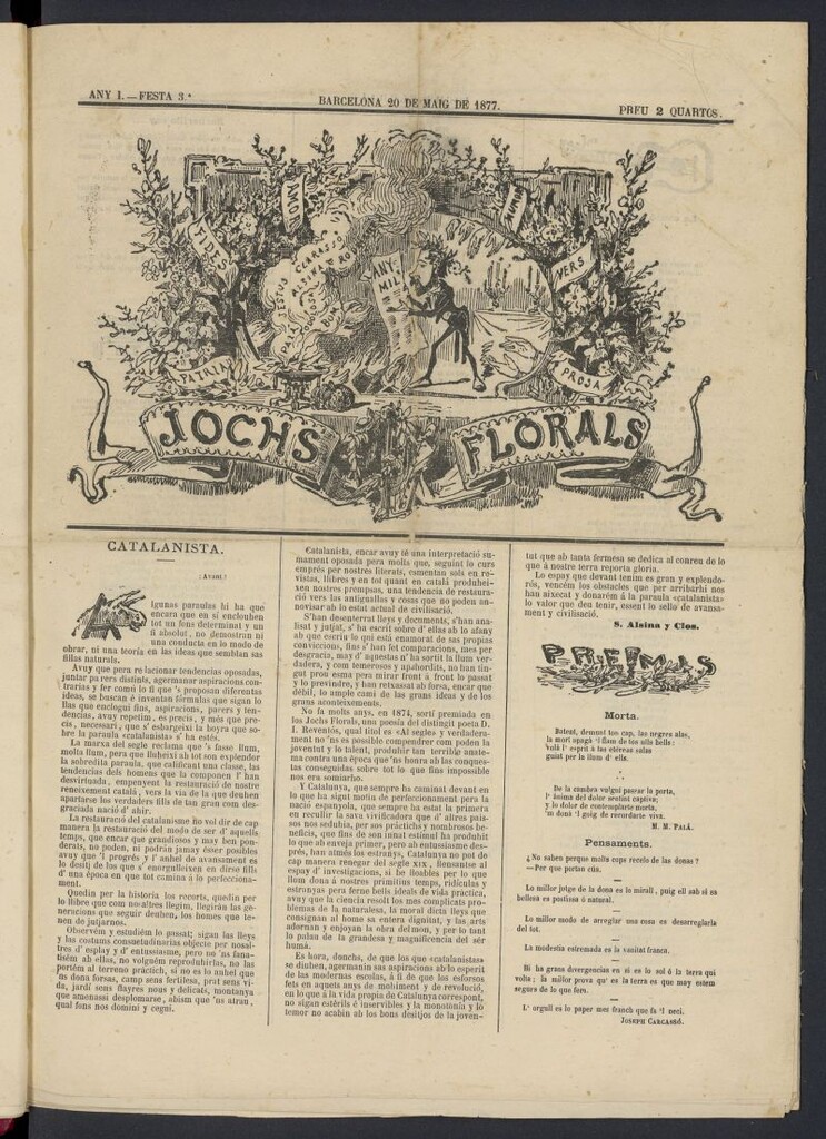 Miniatura de Jochs Florals del 20 de mayo de 1877, nº 3
