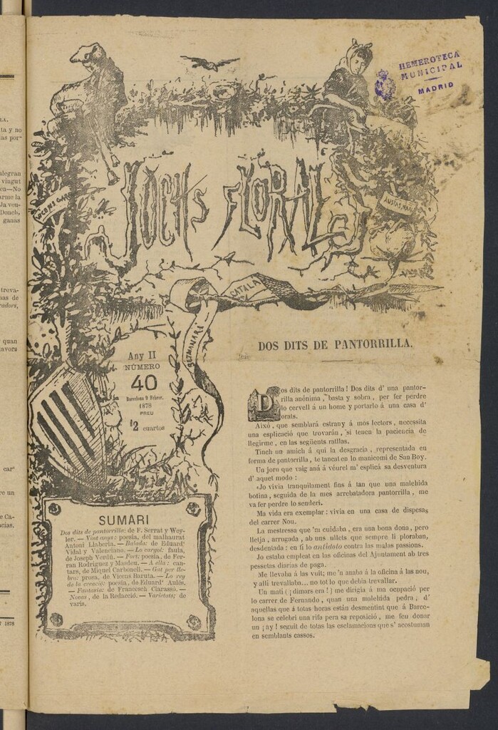 Miniatura de Jochs Florals del 9 de febrero de 1878, nº 40